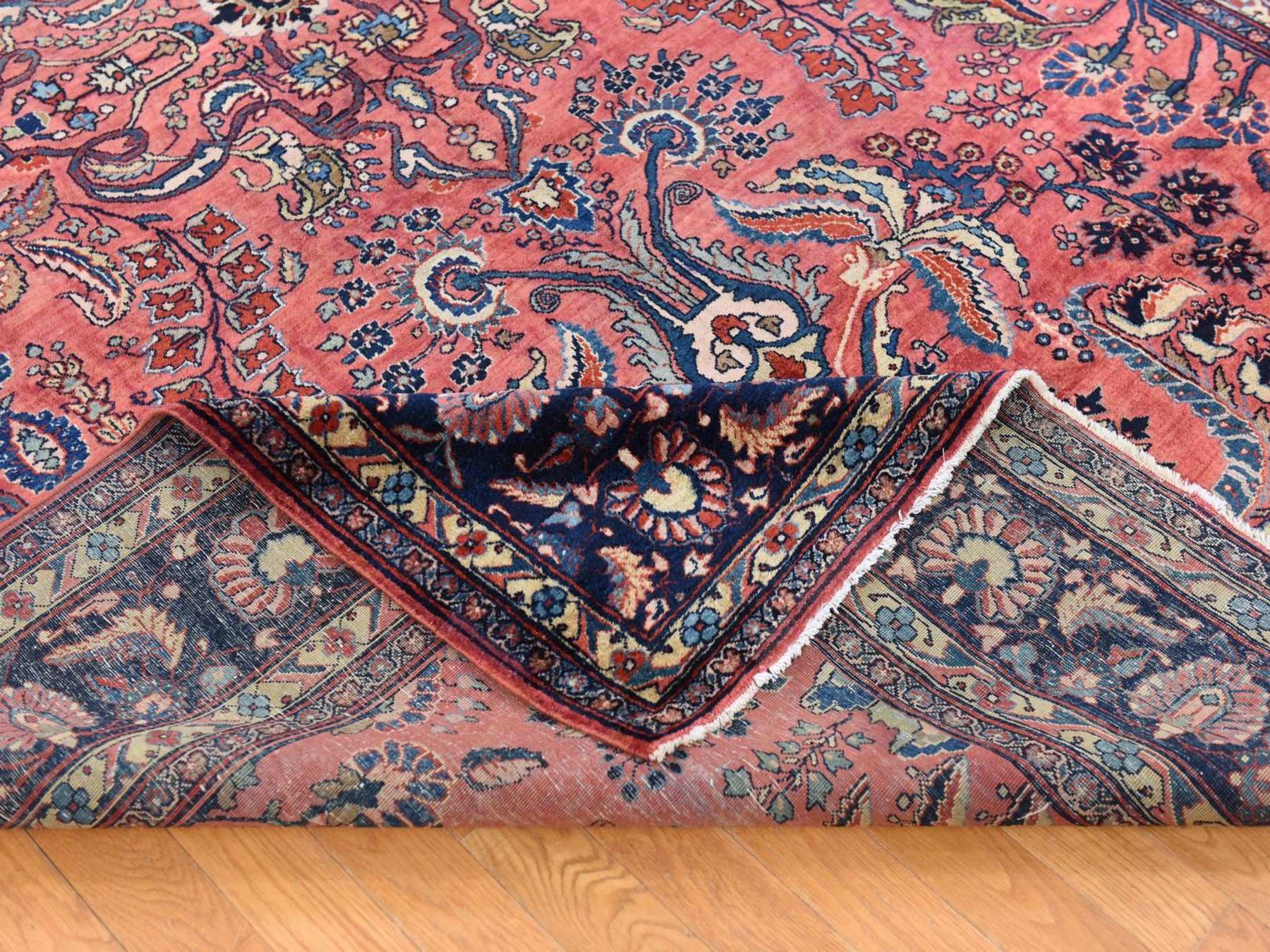 Sarouk Antique hand-knotted wool rug in Red & Midnight Blue, 7'7" x 11'9" — SKU O078698 (view 8)