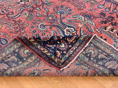 Sarouk Antique hand-knotted wool rug in Red & Midnight Blue, 7'7" x 11'9" — SKU O078698 (view 8)