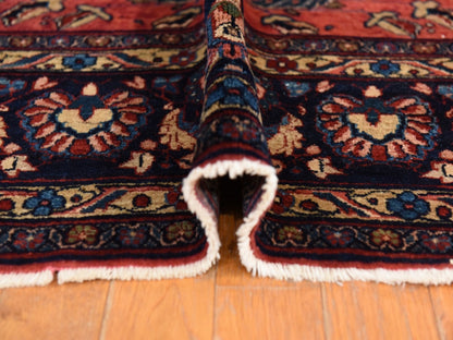 Sarouk Antique hand-knotted wool rug in Red & Midnight Blue, 7'7" x 11'9" — SKU O078698 (view 9)