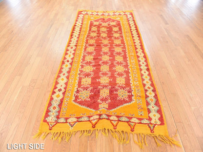 Tribal & Geometric hand-knotted wool runner in Red, 4'5" x 9' — SKU O078699 (view 3)