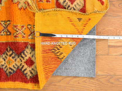 Tribal & Geometric hand-knotted wool runner in Red, 4'5" x 9' — SKU O078699 (view 6)