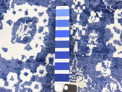 Blue 6'2" x 6'2" Transitional Hand knotted Wool/Silk Rug - Sku: O078702