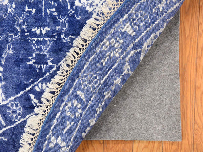 Blue 6'2" x 6'2" Transitional Hand knotted Wool/Silk Rug - Sku: O078702