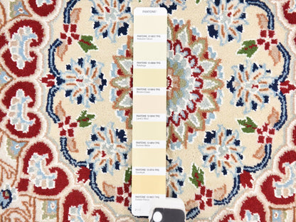 Blue 6'0" x 6'0" Fine Oriental Hand knotted Wool/Silk Rug - Sku: O078703