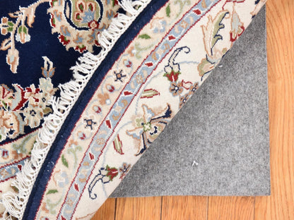 Blue 6'0" x 6'0" Fine Oriental Hand knotted Wool/Silk Rug - Sku: O078703