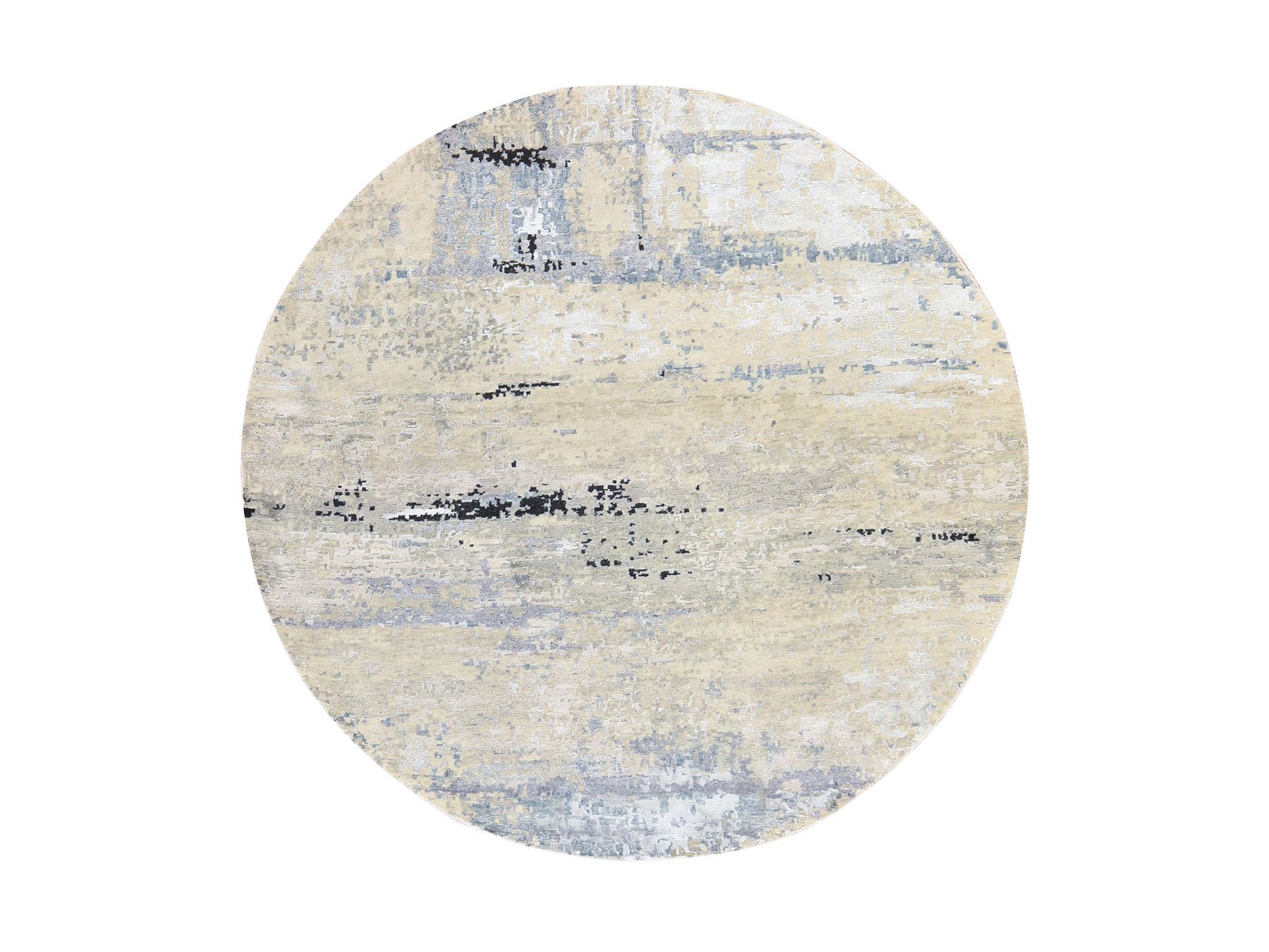 Grey 6'0" x 6'0" Modern and Contemporary Hand knotted Wool/Silk Rug - Sku: O078705