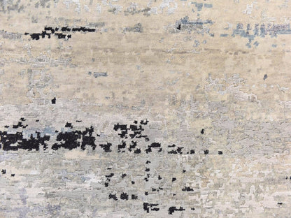 Grey 6'0" x 6'0" Modern and Contemporary Hand knotted Wool/Silk Rug - Sku: O078705