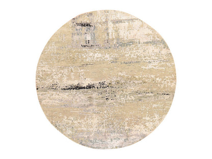Grey 6'0" x 6'0" Modern and Contemporary Hand knotted Wool/Silk Rug - Sku: O078706