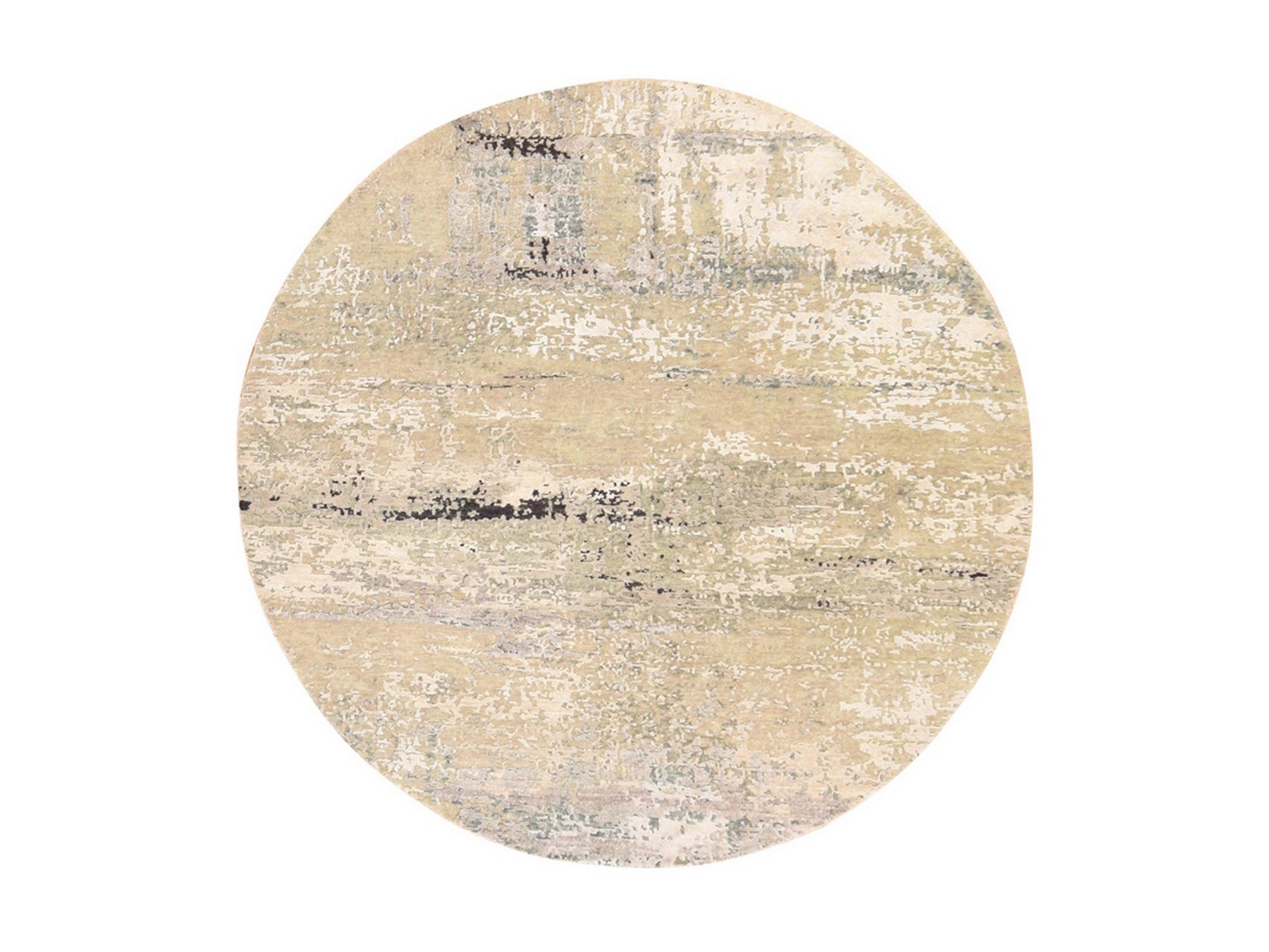 Grey 6'0" x 6'0" Modern and Contemporary Hand knotted Wool/Silk Rug - Sku: O078707