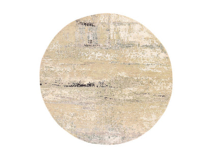 Grey 6'0" x 6'0" Modern and Contemporary Hand knotted Wool/Silk Rug - Sku: O078707