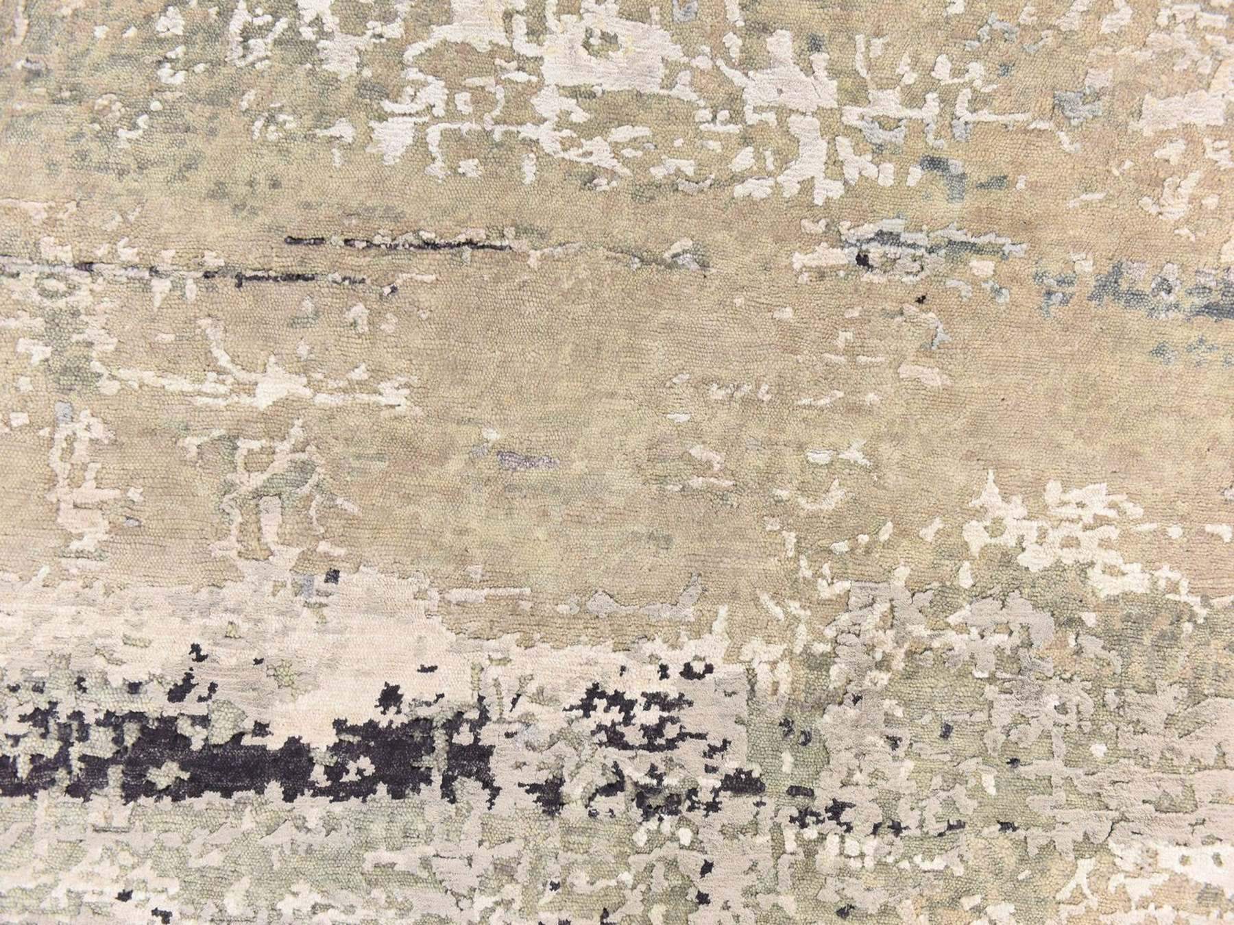 Modern / Contemporary hand-knotted wool/silk rug in Gray, 6' x 6' — SKU O078707 (view 4)