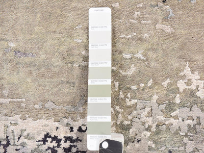 Grey 6'0" x 6'0" Modern and Contemporary Hand knotted Wool/Silk Rug - Sku: O078707