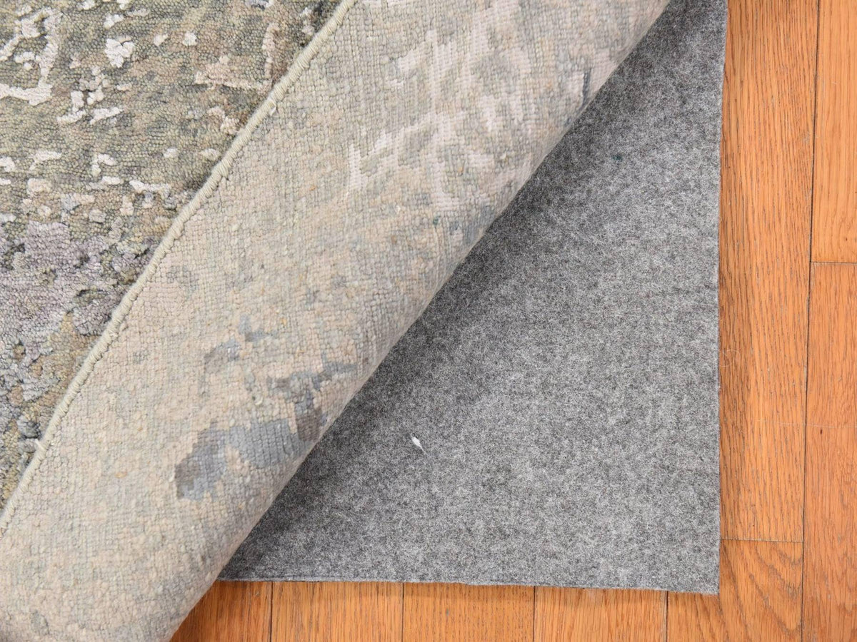 Modern / Contemporary hand-knotted wool/silk rug in Gray, 6' x 6' — SKU O078707 (view 7)
