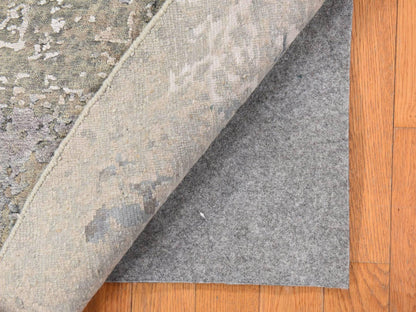 Modern / Contemporary hand-knotted wool/silk rug in Gray, 6' x 6' — SKU O078707 (view 7)