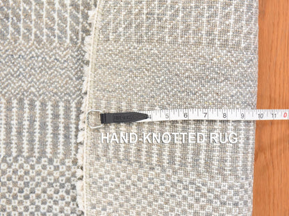 Modern / Contemporary hand-knotted wool/silk rug in Gray, 6' x 6' — SKU O078708 (view 6)