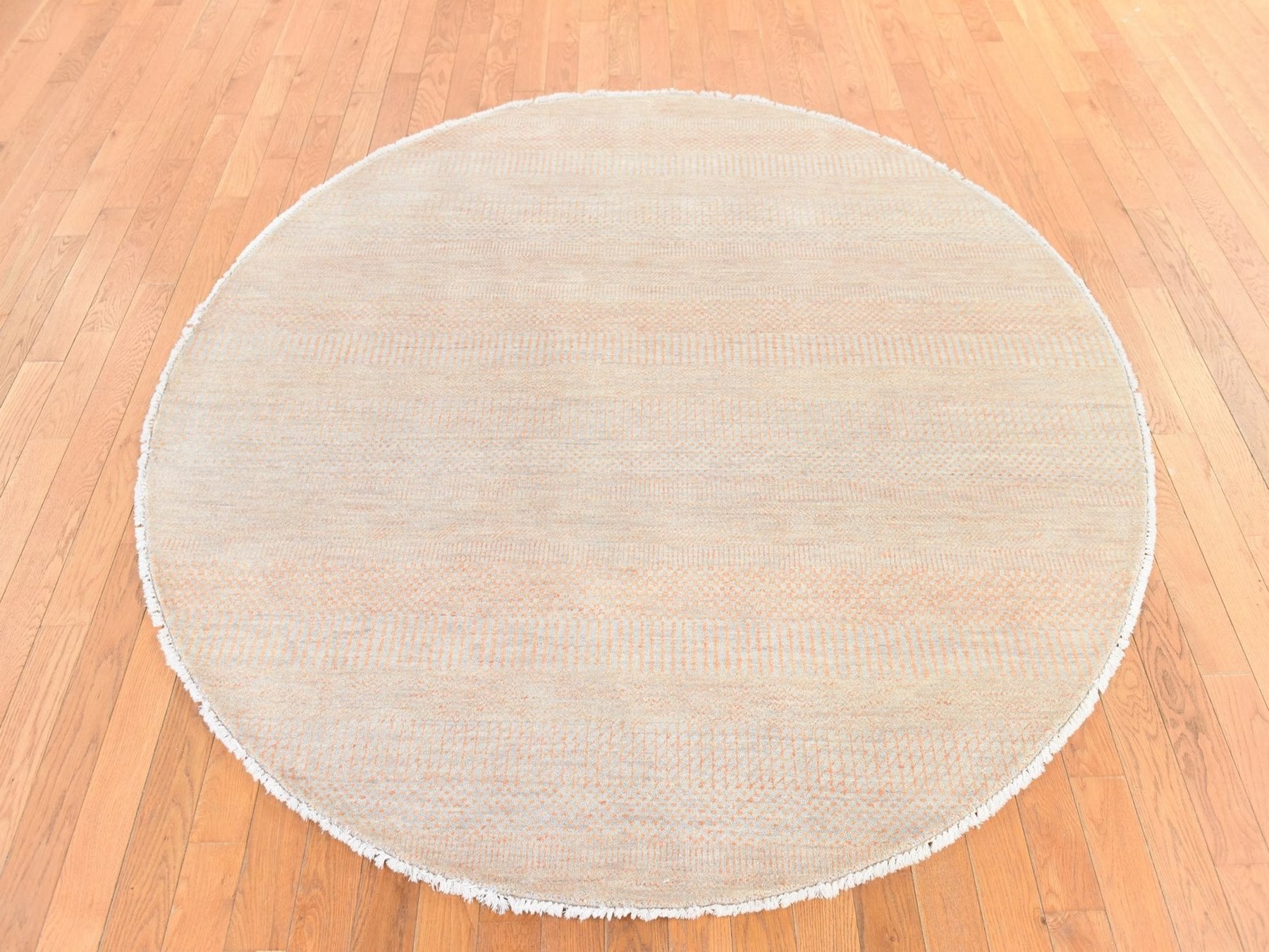 Orange 6'0" x 6'0" Modern and Contemporary Hand knotted Wool/Silk Rug - Sku: O078709