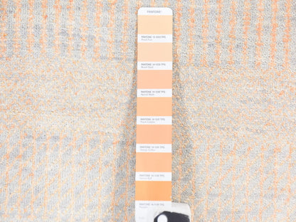 Modern / Contemporary hand-knotted wool/silk rug in Orange, 6' x 6' — SKU O078709 (view 5)