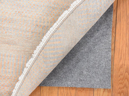 Modern / Contemporary hand-knotted wool/silk rug in Orange, 6' x 6' — SKU O078709 (view 7)