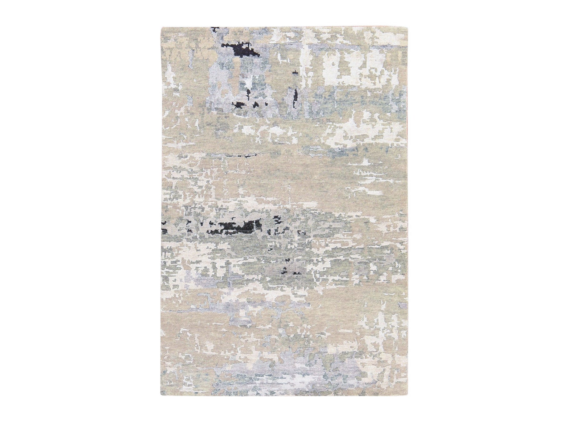 Grey 4'0" x 6'0" Modern and Contemporary Hand knotted Wool/Silk Rug - Sku: O078711