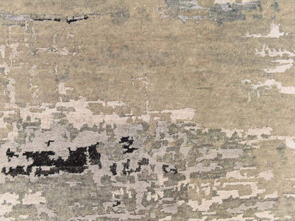 Grey 4'0" x 6'0" Modern and Contemporary Hand knotted Wool/Silk Rug - Sku: O078711