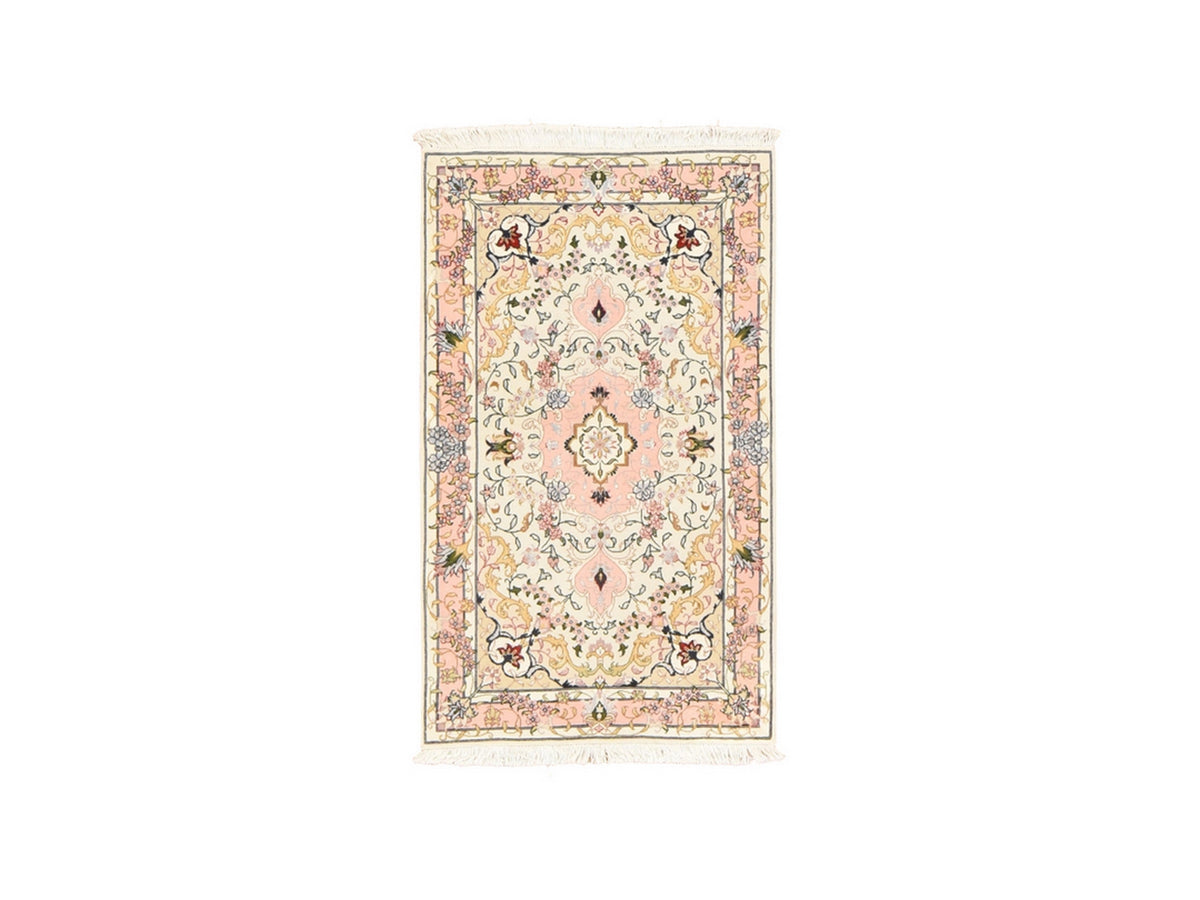 Tabriz Fine Oriental hand-knotted wool/silk rug in Pink, 2'5" x 4'1" — SKU O078713