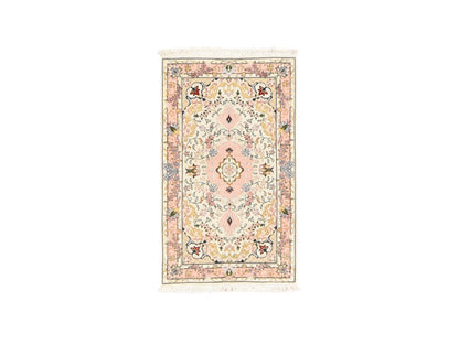 Tabriz Fine Oriental hand-knotted wool/silk rug in Pink, 2'5" x 4'1" — SKU O078713