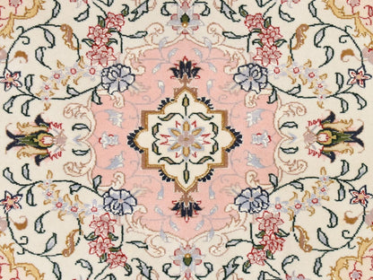 Tabriz Fine Oriental hand-knotted wool/silk rug in Pink, 2'5" x 4'1" — SKU O078713 (view 4)
