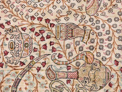 Brown 1'10" x 2'6" Silk Hand knotted Wool Rug - Sku: O078714