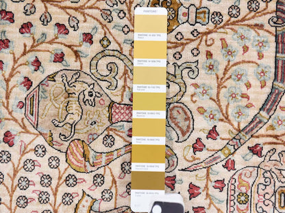 Brown 1'10" x 2'6" Silk Hand knotted Wool Rug - Sku: O078714