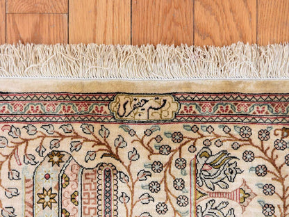 Brown 1'10" x 2'6" Silk Hand knotted Wool Rug - Sku: O078714