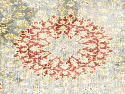 Green 1'7" x 2'4" Silk Hand knotted Silk Rug - Sku: O078715
