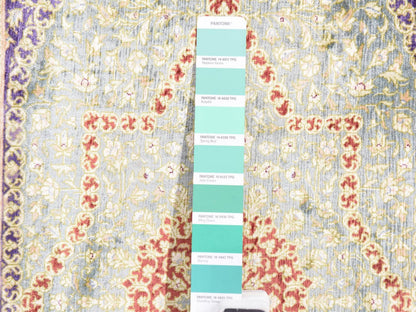 Green 1'7" x 2'4" Silk Hand knotted Silk Rug - Sku: O078715