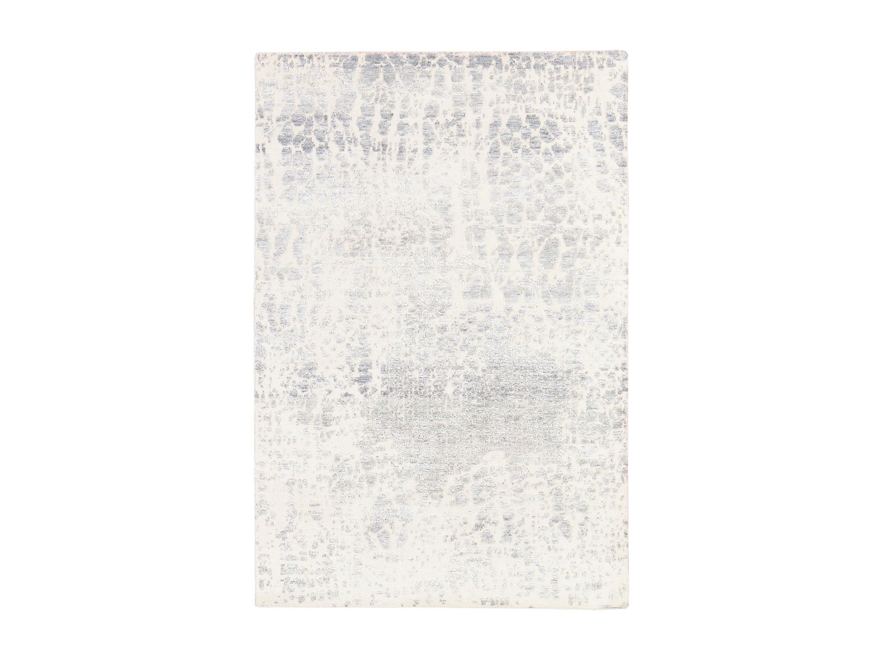 Modern / Contemporary hand-knotted wool/silk rug in Gray, 4' x 6' — SKU O078718