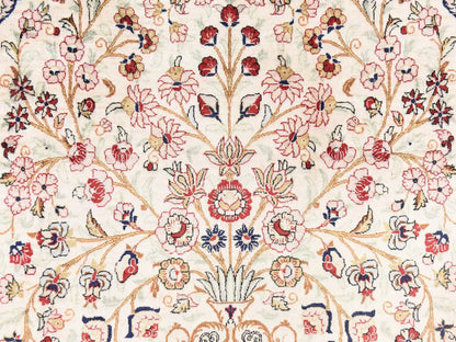 Fine Oriental hand-knotted silk rug in Ivory, 3'3" x 4'10" — SKU O078720 (view 4)