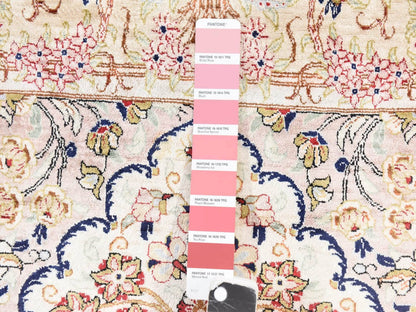 Fine Oriental hand-knotted silk rug in Ivory, 3'3" x 4'10" — SKU O078720 (view 5)