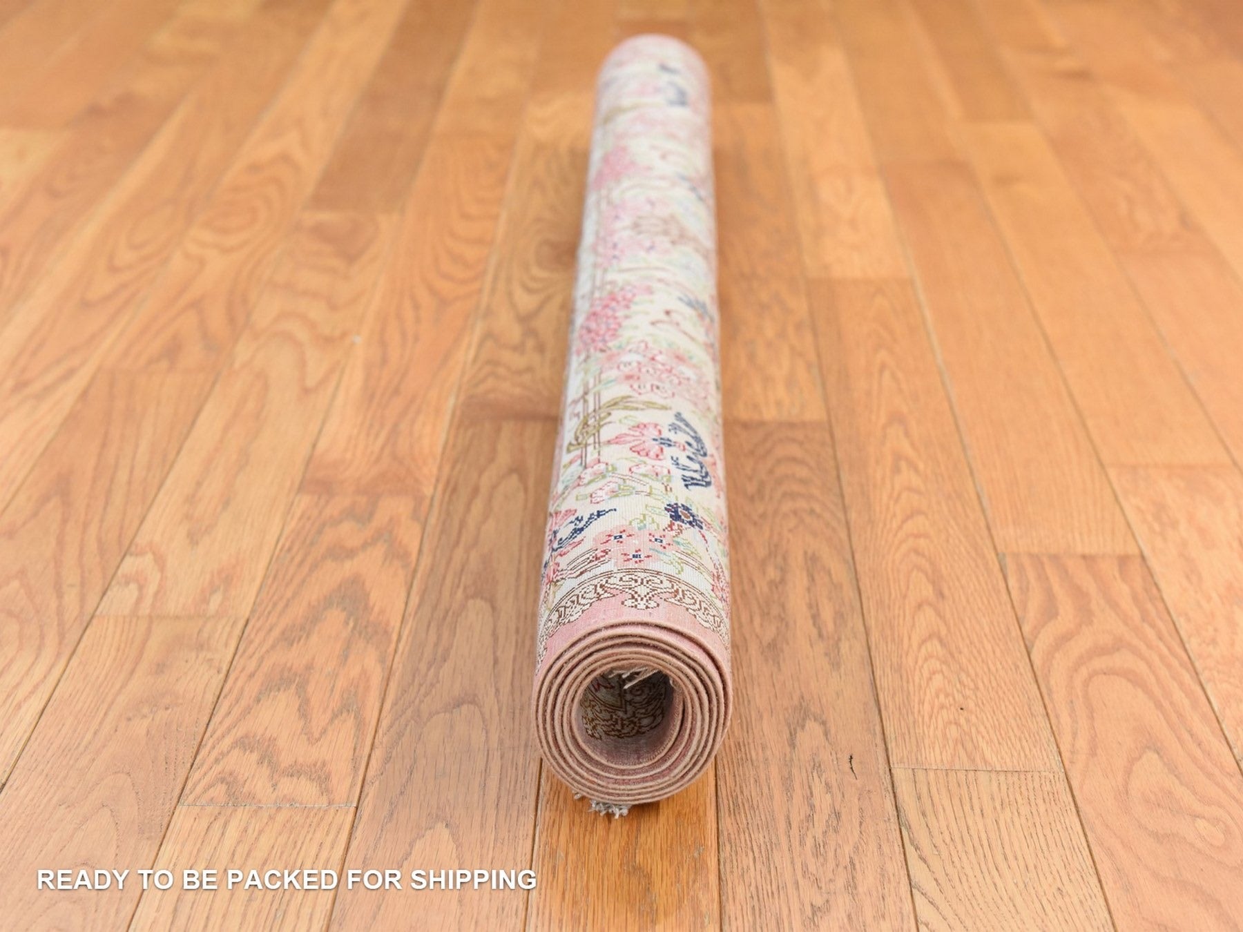 Fine Oriental hand-knotted silk rug in Ivory, 3'3" x 4'10" — SKU O078720 (view 8)