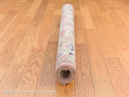 Fine Oriental hand-knotted silk rug in Ivory, 3'3" x 4'10" — SKU O078720 (view 8)