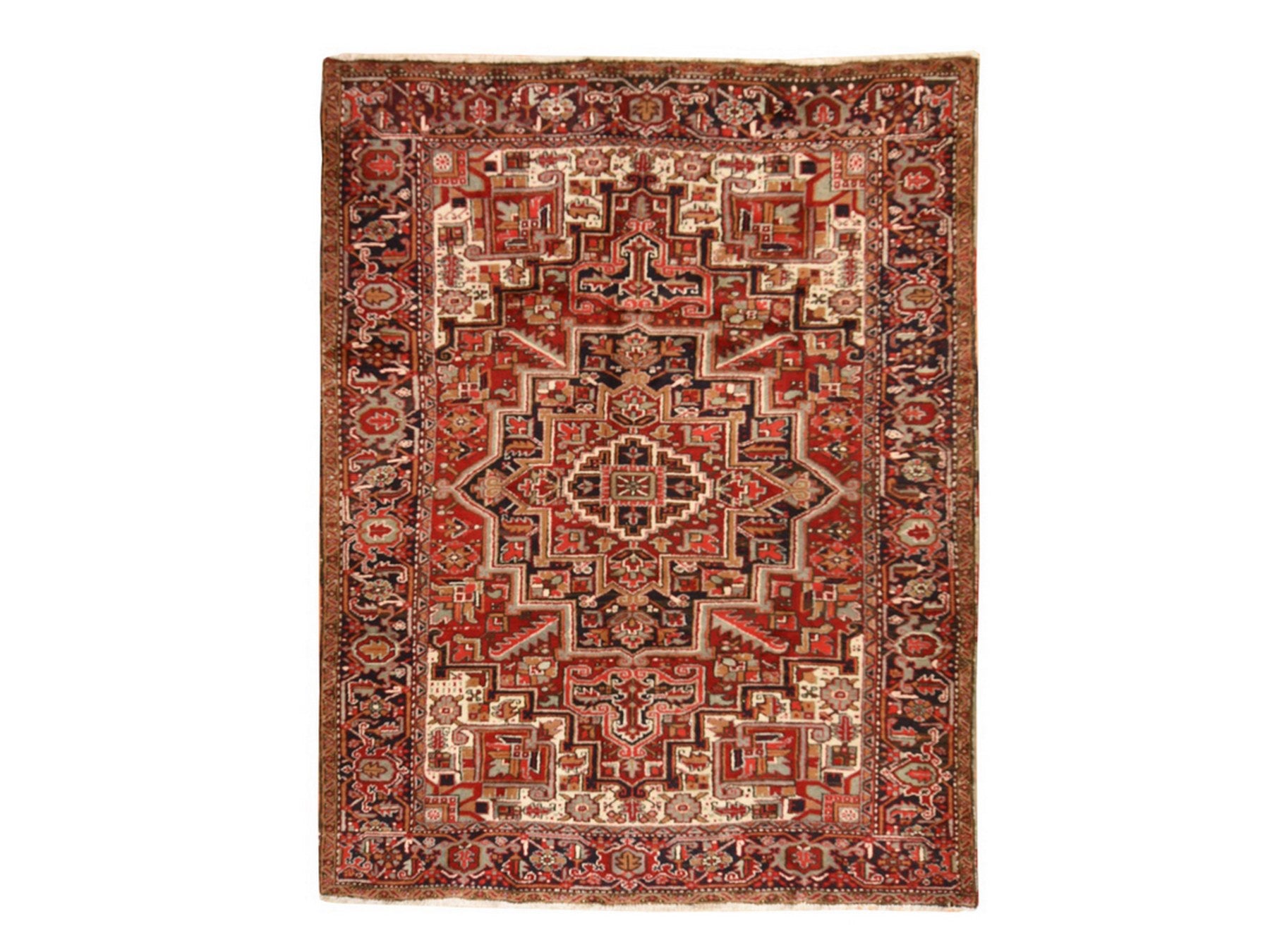 Red 9'2" x 11'0" Heriz Hand knotted Wool Rug - Sku: O078721