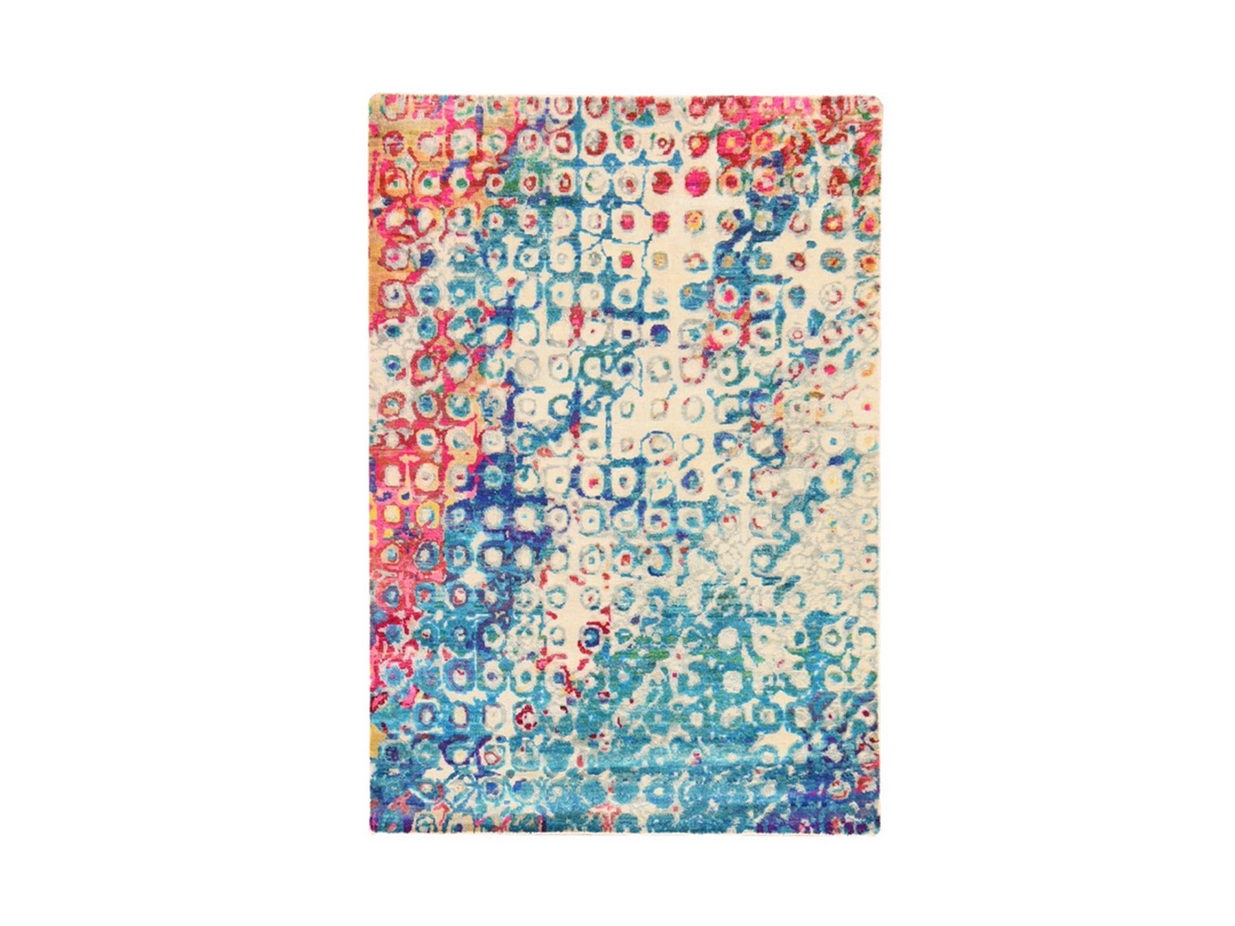 Blue 4'0" x 6'0" Transitional Hand knotted Silk Rug - Sku: O078723