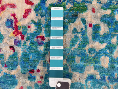 Blue 4'0" x 6'0" Transitional Hand knotted Silk Rug - Sku: O078723