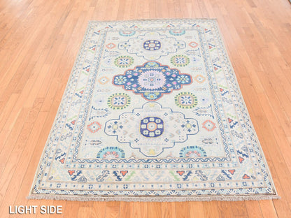 Kazak Tribal & Geometric hand-knotted wool rug in Ivory, 5'1" x 6'6" — SKU O078724 (view 3)