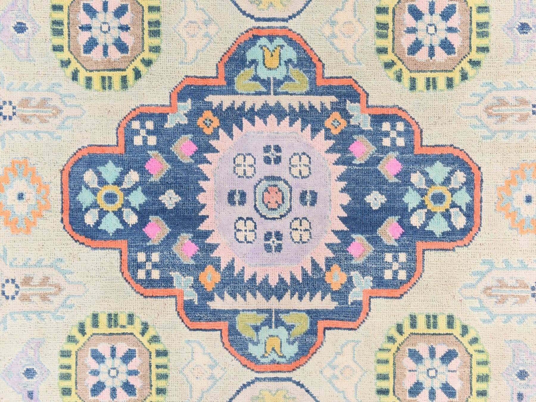 Kazak Tribal & Geometric hand-knotted wool rug in Ivory, 5'1" x 6'6" — SKU O078724 (view 4)