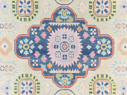 Kazak Tribal & Geometric hand-knotted wool rug in Ivory, 5'1" x 6'6" — SKU O078724 (view 4)