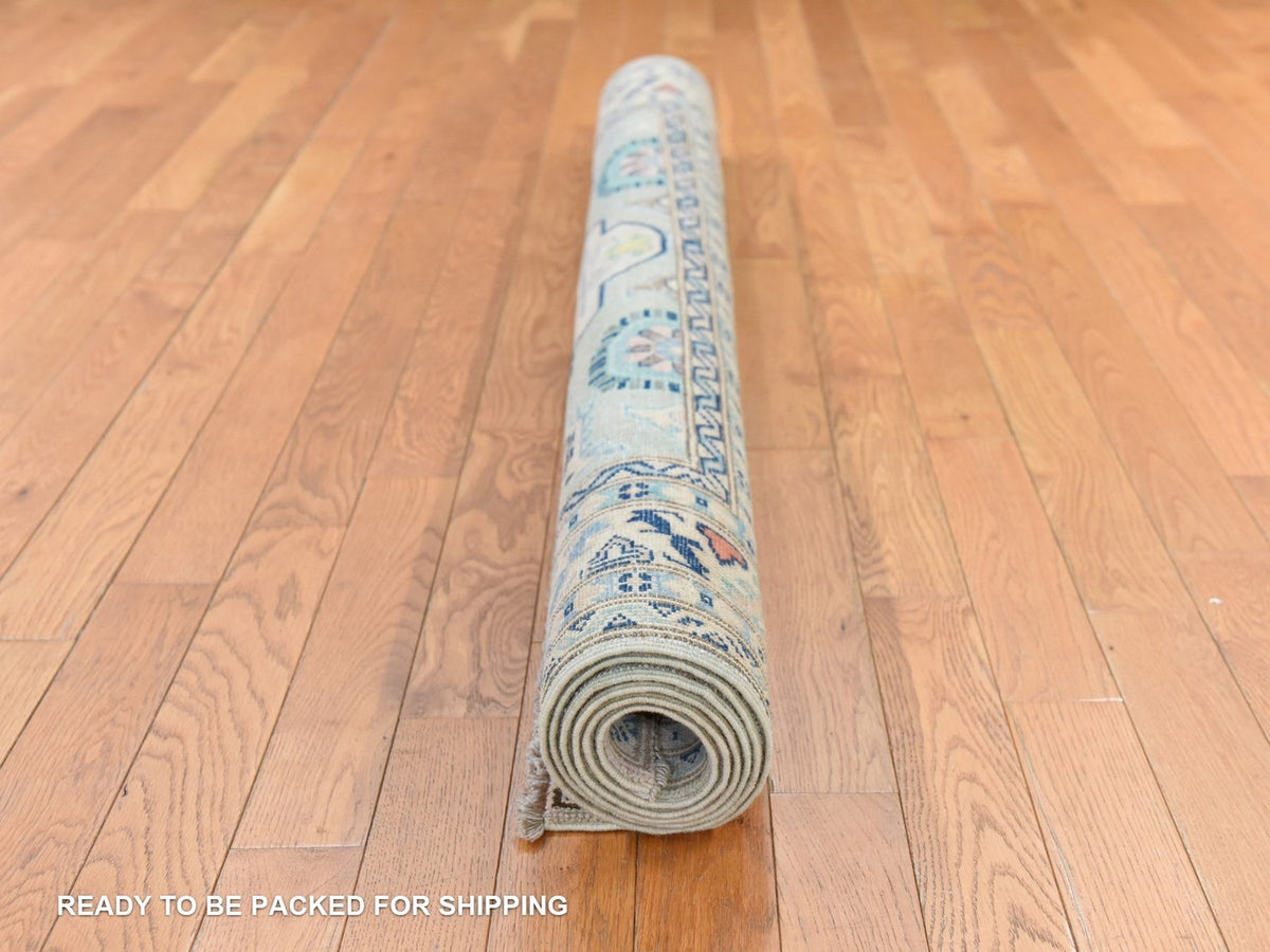 Kazak Tribal & Geometric hand-knotted wool rug in Ivory, 5'1" x 6'6" — SKU O078724 (view 8)