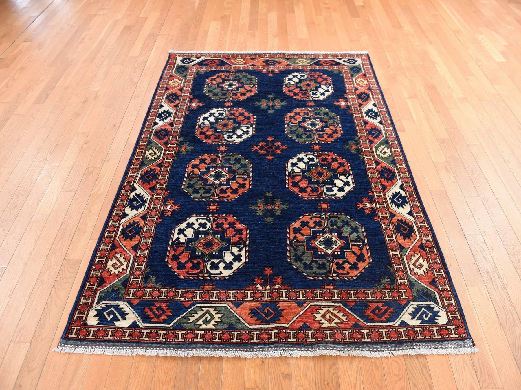 Blue 5'1" x 6'8" Tribal & Geometric Hand knotted Wool Rug - Sku: O078728