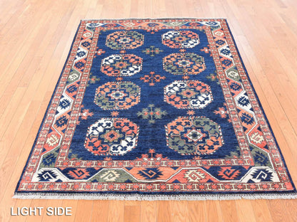 Blue 5'1" x 6'8" Tribal & Geometric Hand knotted Wool Rug - Sku: O078728