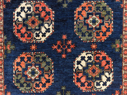 Blue 5'1" x 6'8" Tribal & Geometric Hand knotted Wool Rug - Sku: O078728