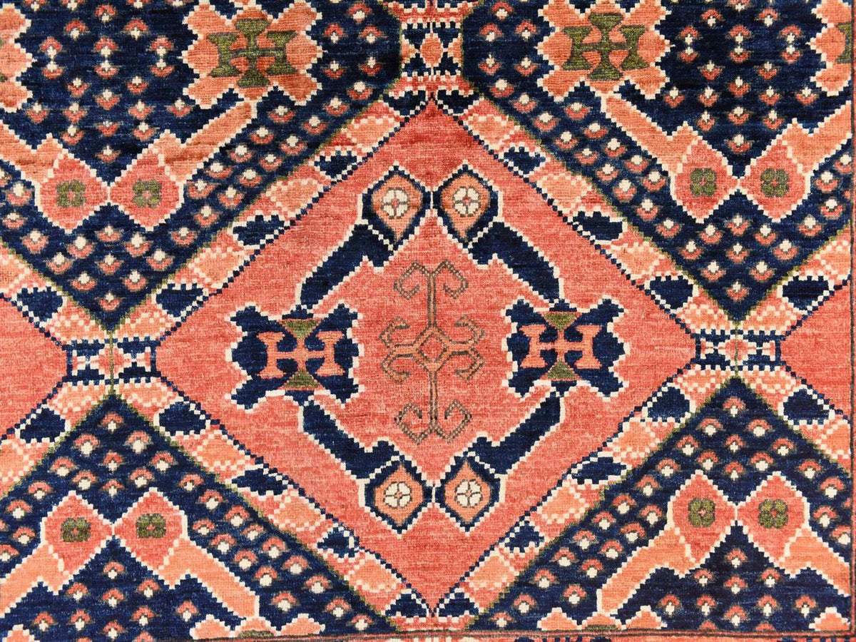 Ersari Tribal & Geometric hand-knotted wool rug in Orange, 5'3" x 6'6" — SKU O078729 (view 4)