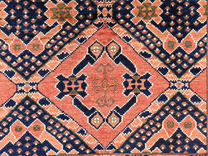 Ersari Tribal & Geometric hand-knotted wool rug in Orange, 5'3" x 6'6" — SKU O078729 (view 4)