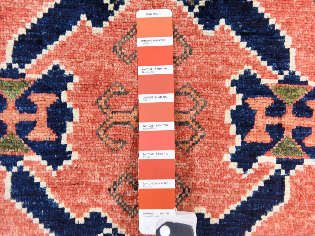 Ersari Tribal & Geometric hand-knotted wool rug in Orange, 5'3" x 6'6" — SKU O078729 (view 5)
